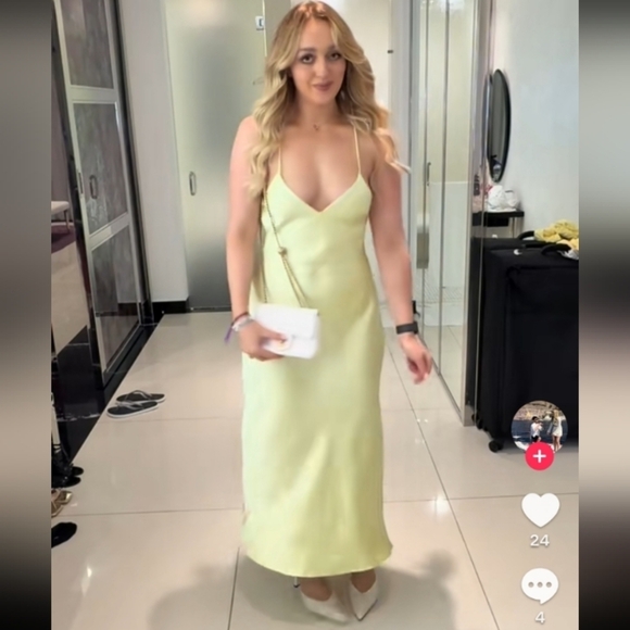 Elegant Lime Green Slip Dress - Picture 8 of 8